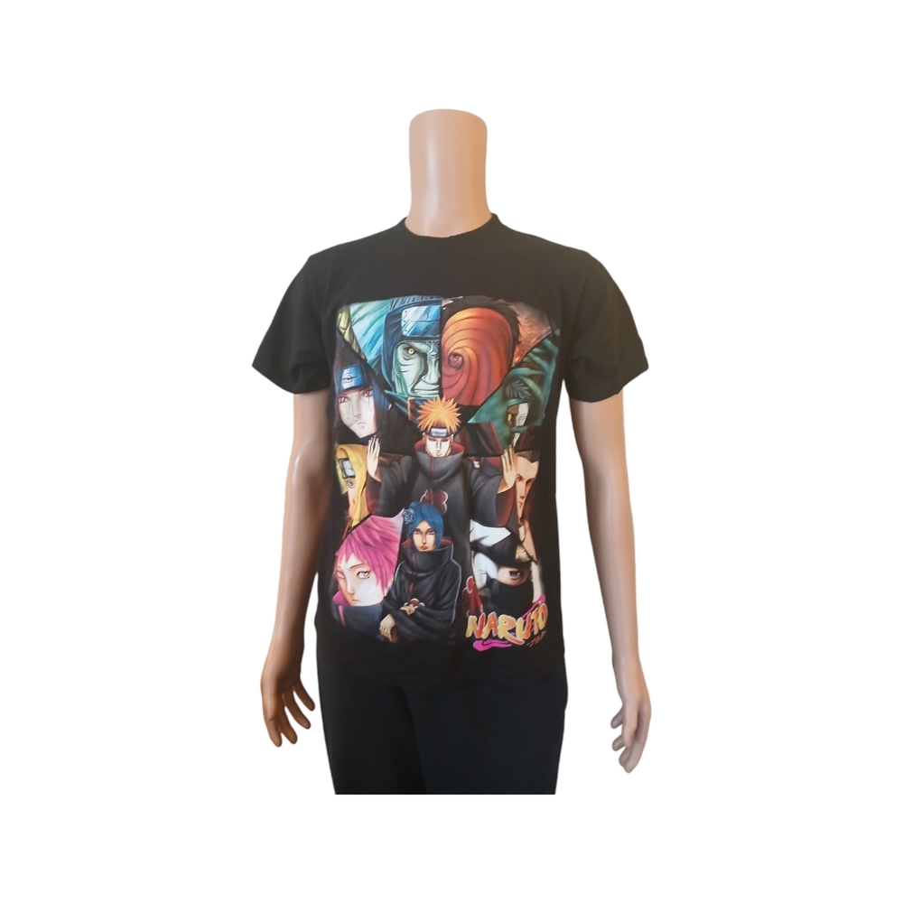 Naruto  T-shirt Shirt Size L Cotton Logo Animes New Black multicolor unisex